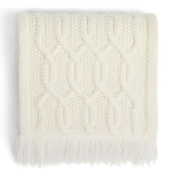 TED BAKER LONDON Homerton Cable Knit Wool Blend Scarf Wrap, Ivory/White, NWT - Picture 9 of 14
